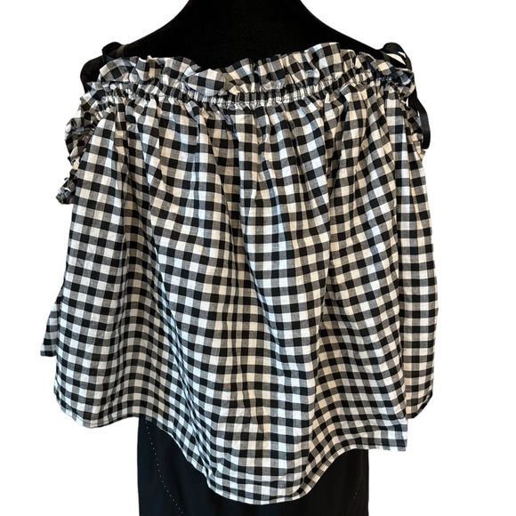 Gingham Check Off The Shoulder Tie Top - Picture 12 of 12